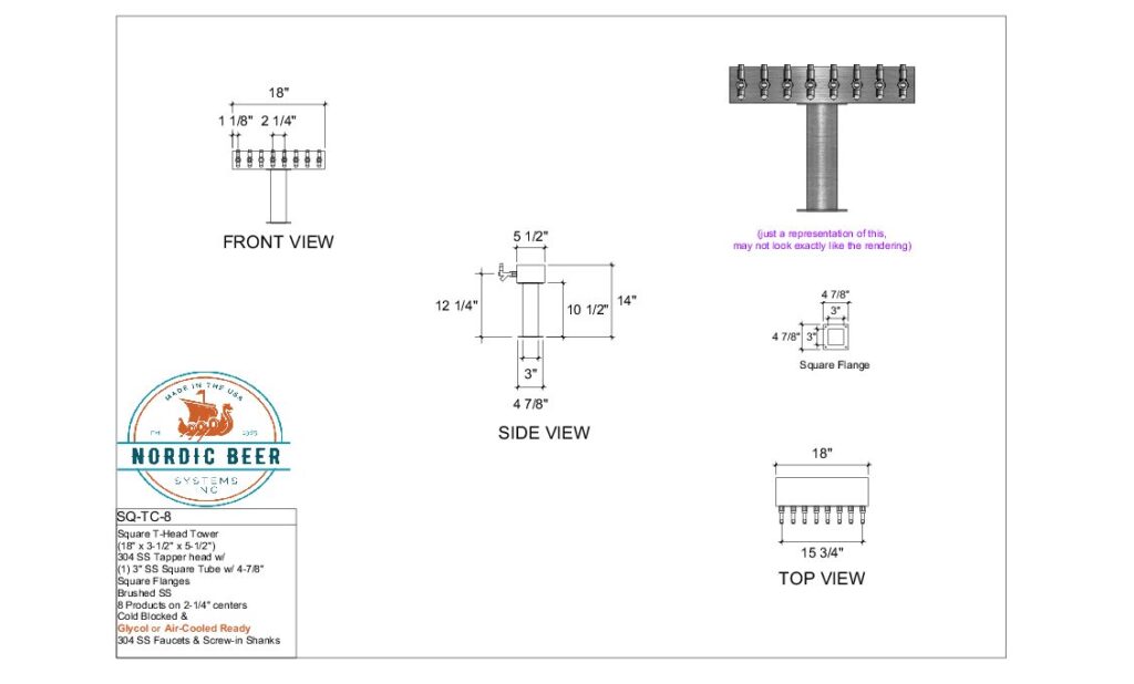 Square T-Head Tower, 8 Products