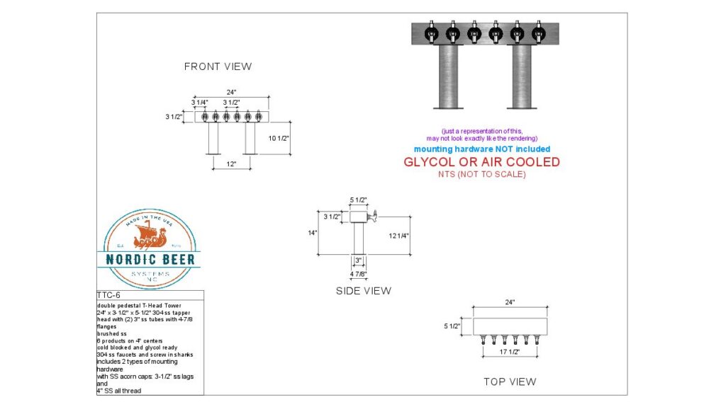 Double Pedestal T-Head Tower, 6 Products